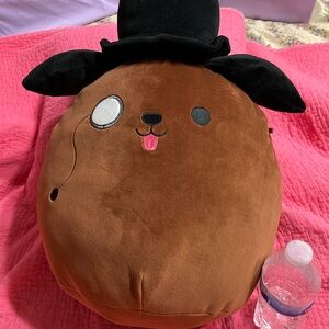 Squishmallows Brown Stuffed Animal with Black Hat